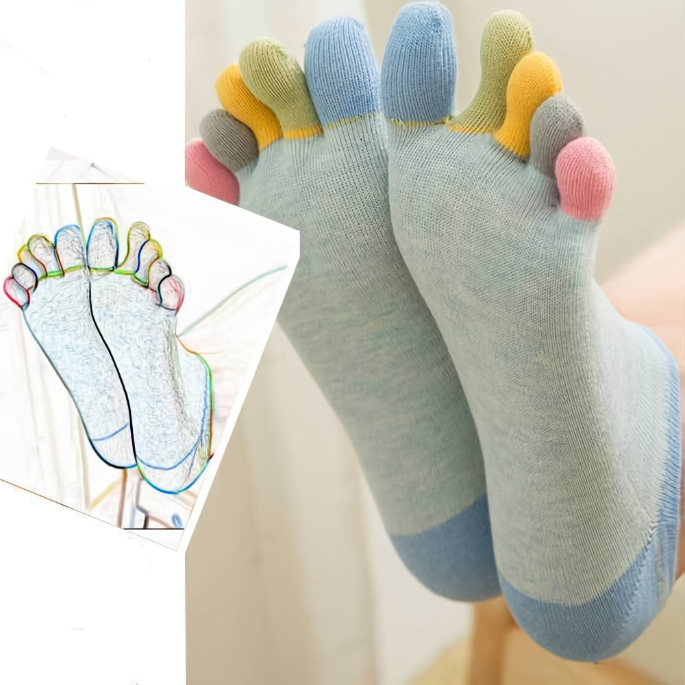 5 Pairs Women's Toe Socks Cotton Crew Sock Five Finger Socks For Running