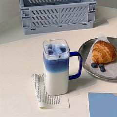 Square Transparent Glass Water Cup With Lid 6ml 15oz