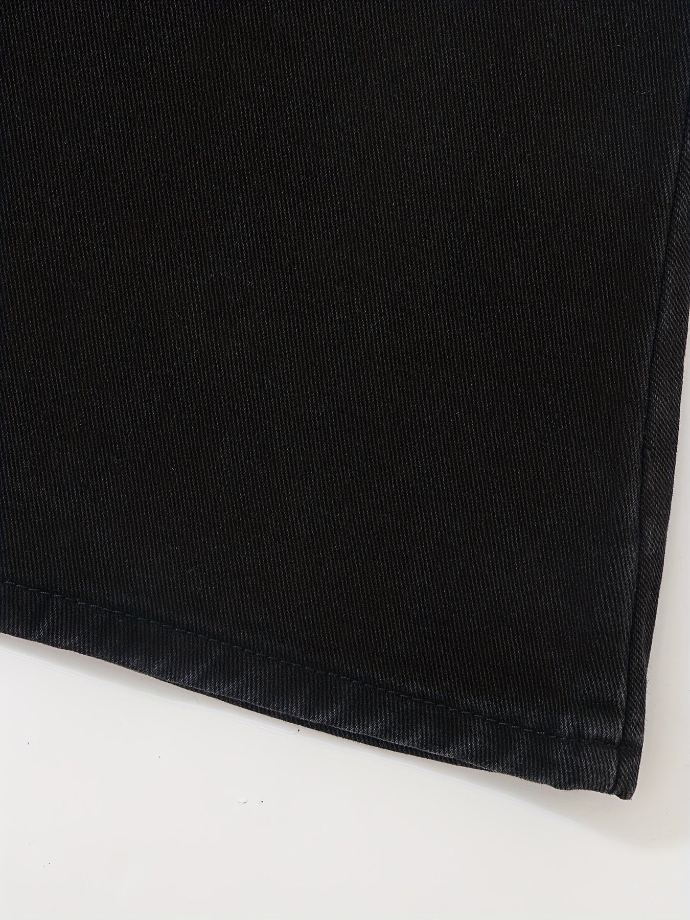 Solid A-line Denim Skirt with Pockets
