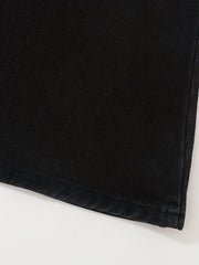 Solid A-line Denim Skirt with Pockets