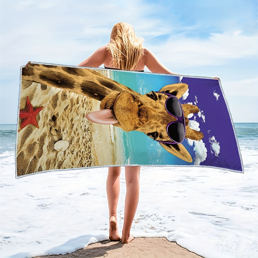 Giraffe Sunglasses Beach Towel Quick Dry Soft Absorbent Towel