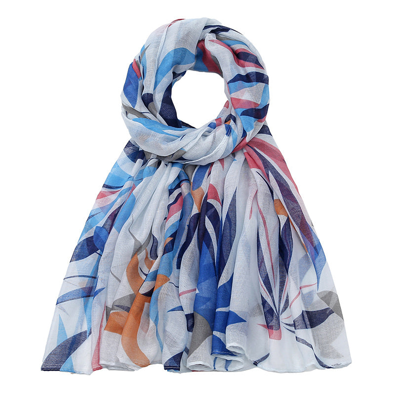 Leaf Plant Print Shawl Lightweight Casual Warm Scarf
