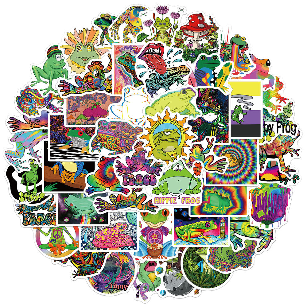 Psychedelic Frog Stickers Graffiti Waterproof for Guitar Helmet Motorcycle