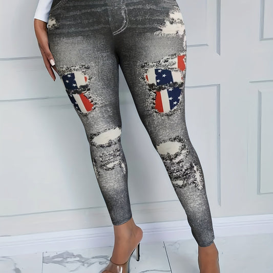 Denim Print High Rise Skinny Leggings