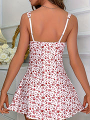 Floral Print Nightdress V Neck Backless Sleep Dress Women's Sleepwear