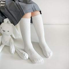 Girls Kids Cotton Knee High Socks Straight Board Stockings - Four Seasons