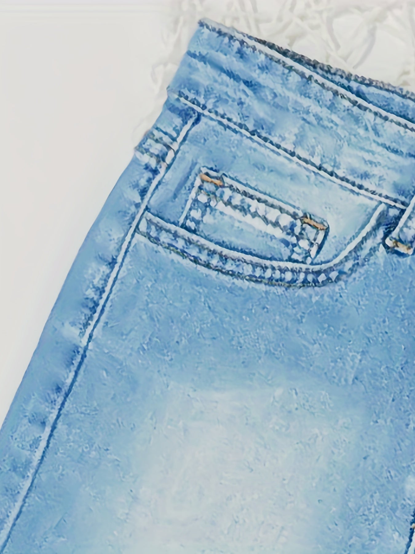 Girls Stretch Denim Shorts Straight Leg Casual Washed Summer Shorts