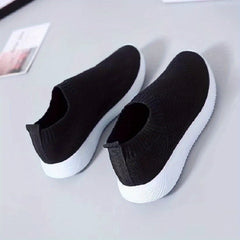 Women's Solid Cor Knitted Sneakers Breathable Slip On Jumping Rope Shoes