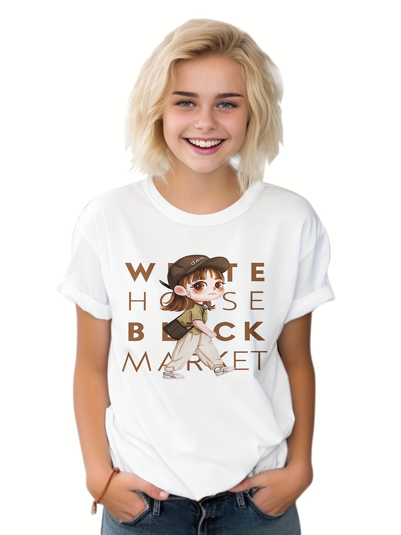 Cartoon Girl Graphic T-shirt for Kids