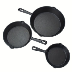 3pcs Saute Fry Pan Pre Seasoned Cast Iron Skillet Set Nonstick Frying Pan