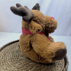 Christmas Reindeer Plush Toy Stuffed Animal with Antlers, Nose, and Scarf