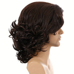 Men's Dark Brown Short Curly Wig Shaggy Party Wigs