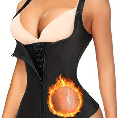 Front Buckle Shaping Tank Tops Waist Trainer Tummy Control Slimmer Zipper Top