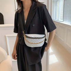 Geometric Print Crossbody Waist Bag Waterproof Synthetic Leather Handbag