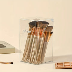 Clear Cosmetic Brush Holder with Lid