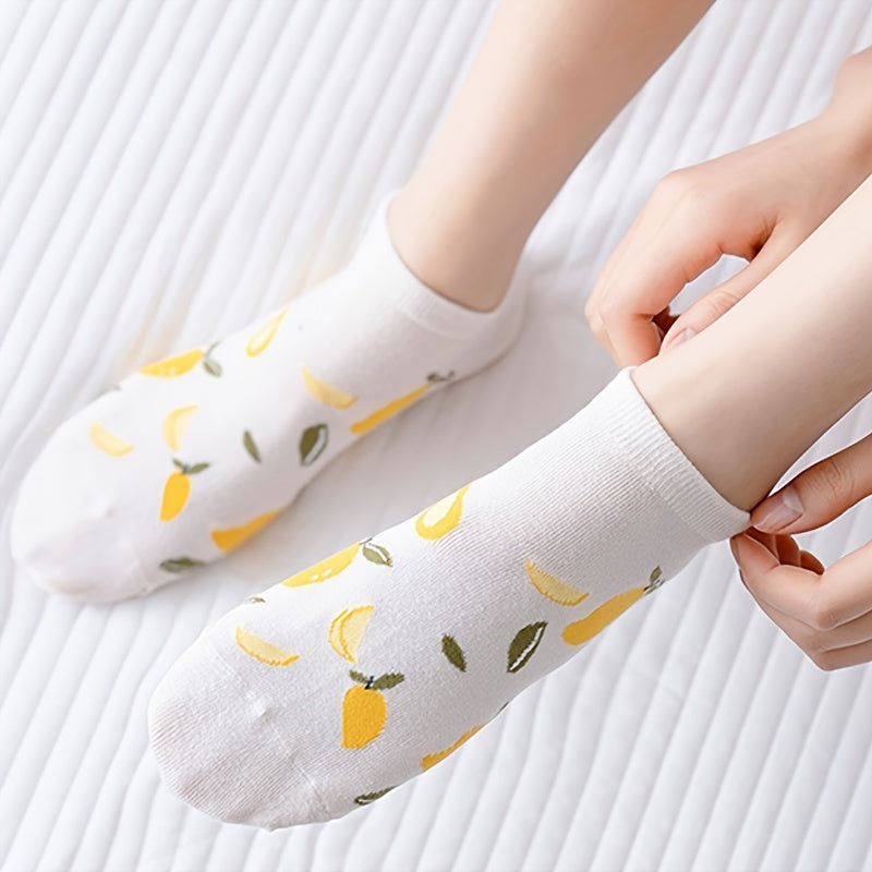 6 Pairs Cartoon Print Short Socks Women's Ankle Socks Stocking & Hosiery