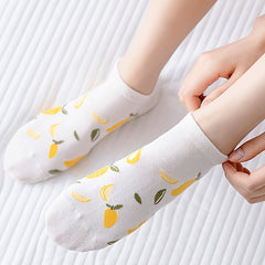 6 Pairs Cartoon Print Short Socks Women's Ankle Socks Stocking & Hosiery
