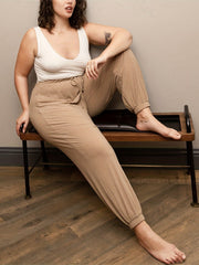 Solid Ribbed Drawstring Joggers