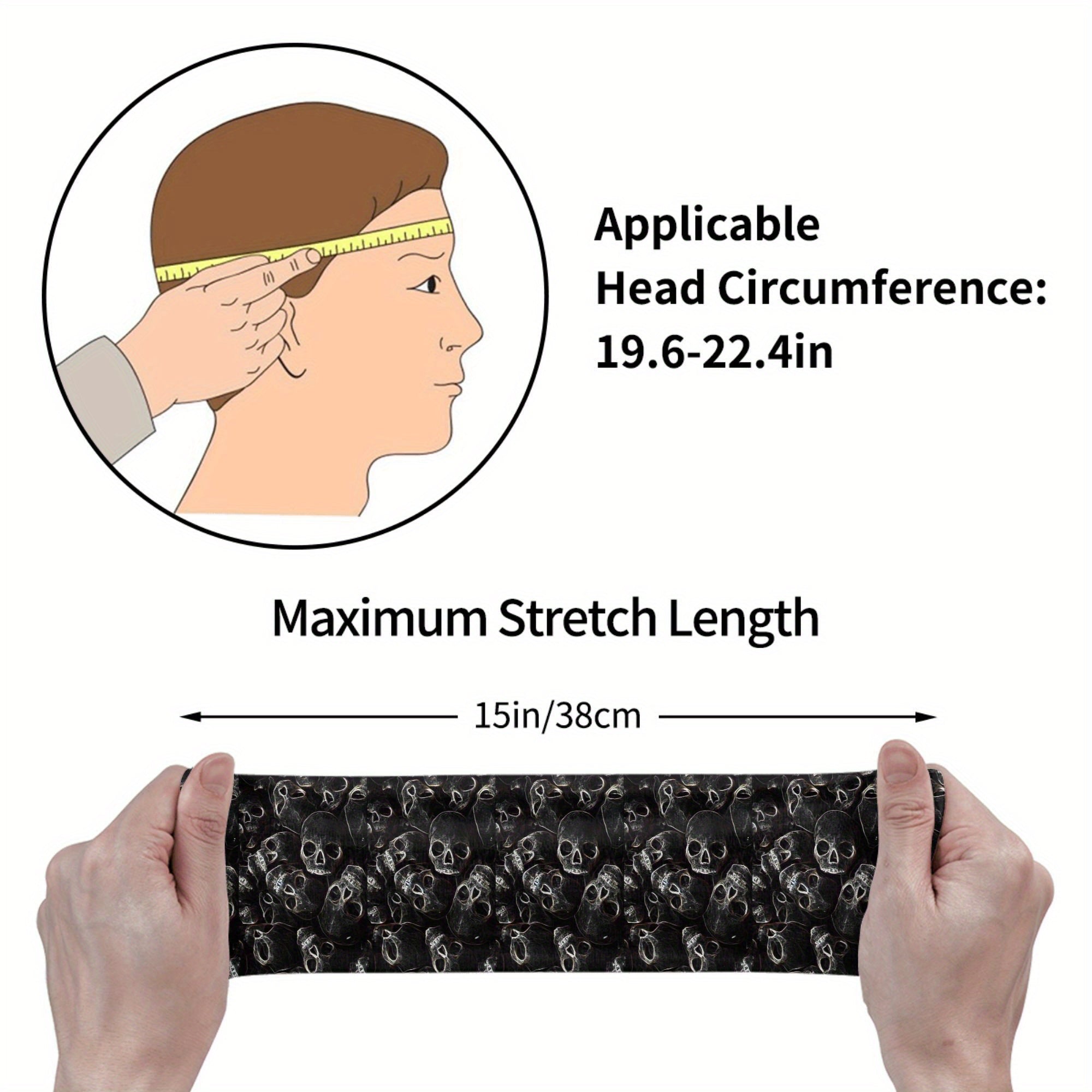 Skull Print Unisex Sports Headband Sweat Wicking Stretchy & Breathable Polyester