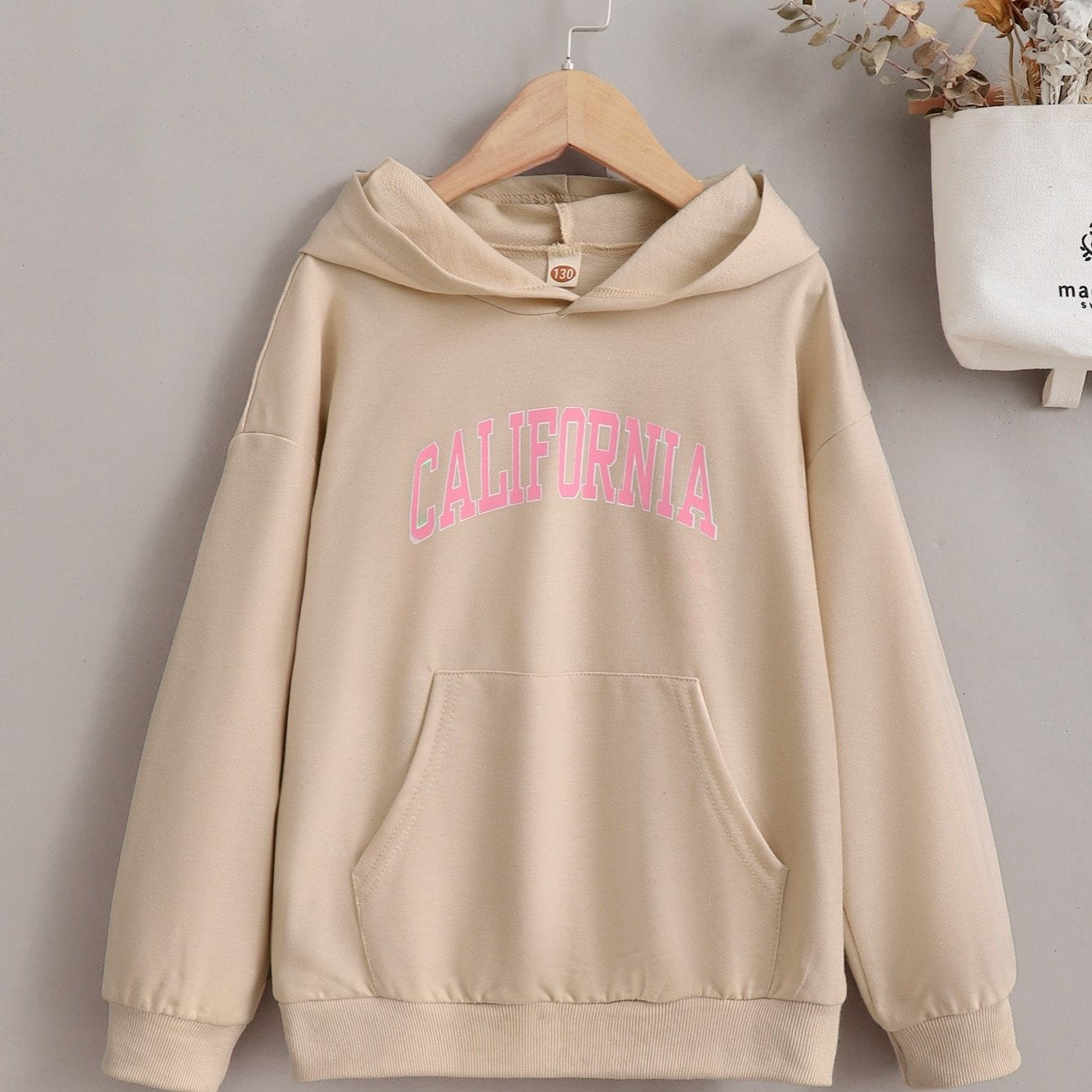 Girls Letter Print Cotton Hoodie