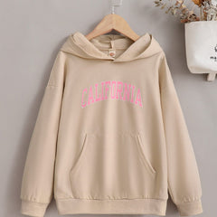 Girls Letter Print Cotton Hoodie
