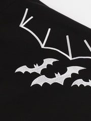 Plus Size Gothic Dress Bat & Spiderweb Embroidered Cap Sleeve