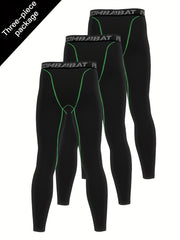 Men's 3pcs Leggings Active Quick Drying Sports Compression Pants