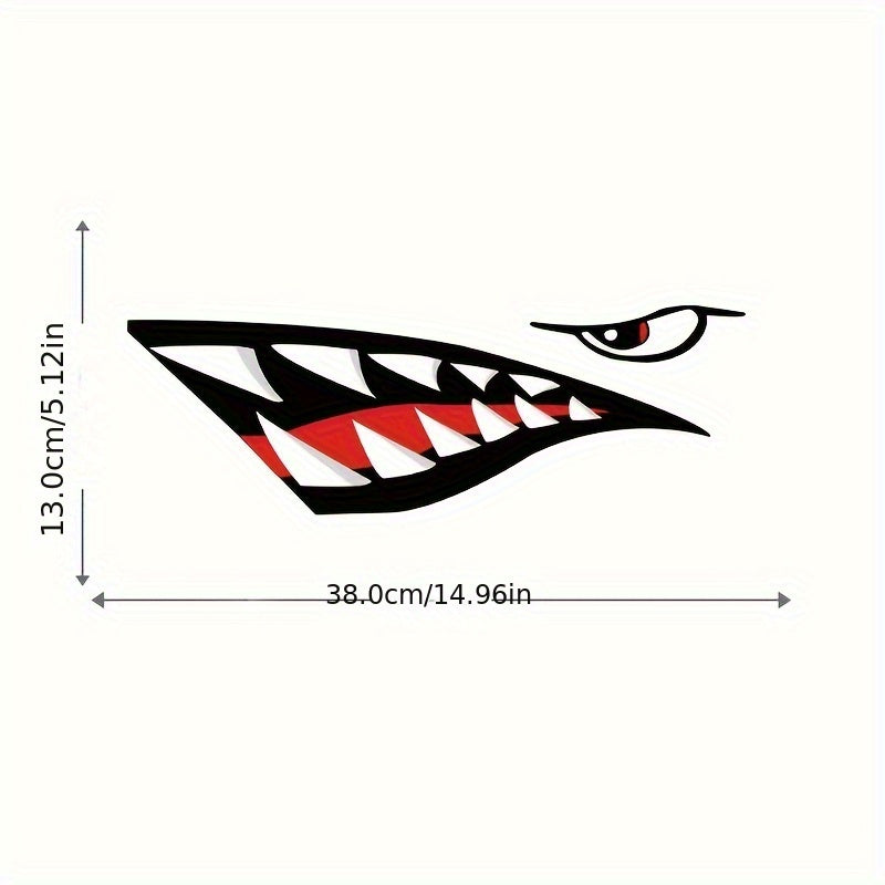 2pcs Shark Teeth Large Waterproof Sticker Removable Decals