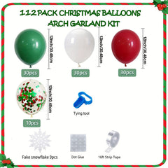 Christmas Balloons Arch Garland Kit with Hanging Snowflakes