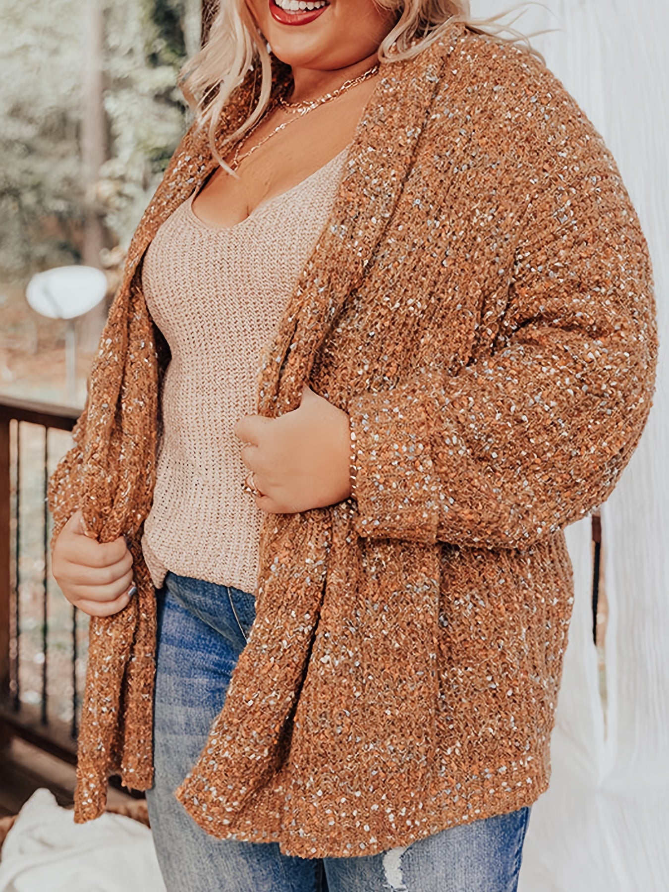 Heathered Open Front Cardigan