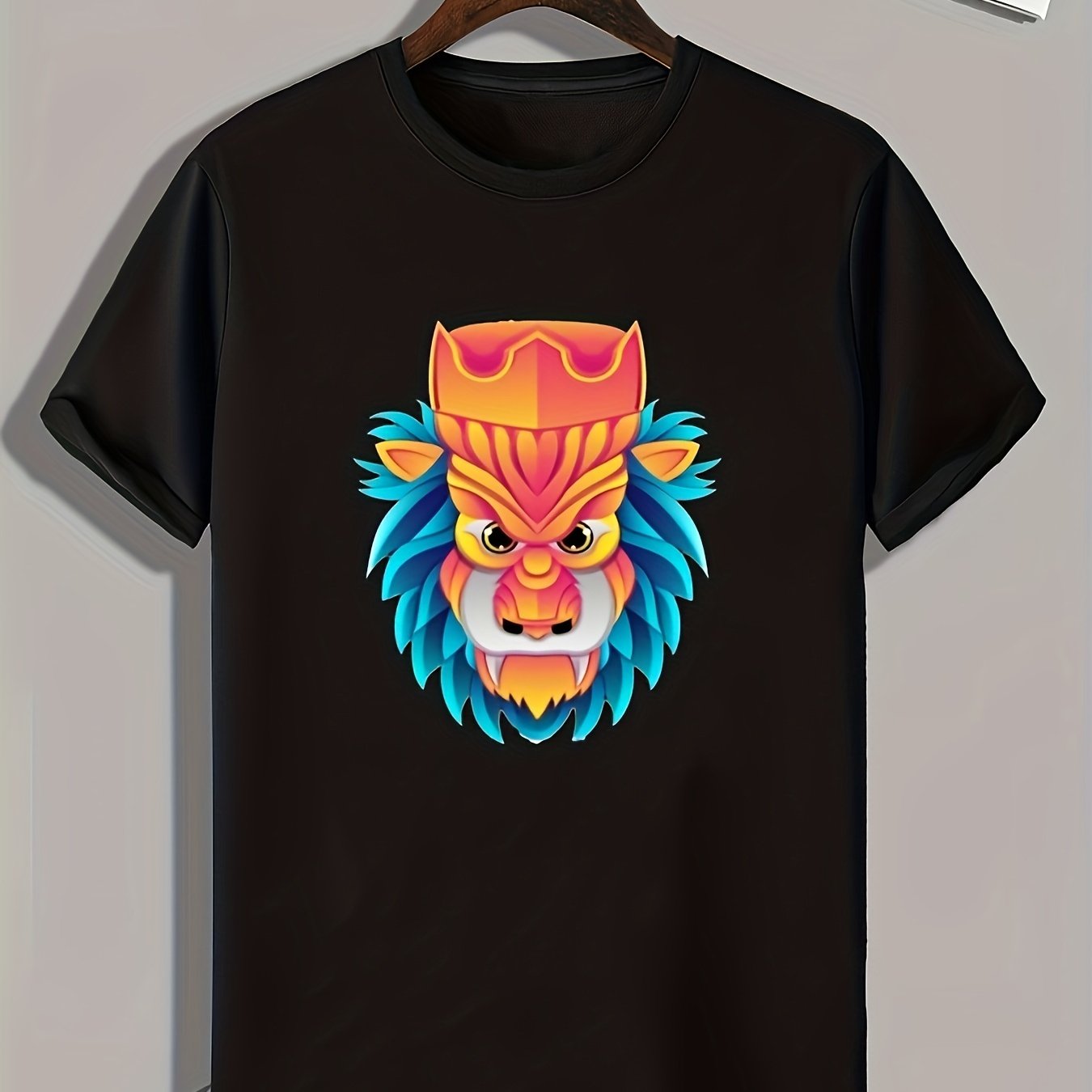 Totem Pattern Print Men's Comfy Sports T-shirt