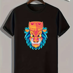 Totem Pattern Print Men's Comfy Sports T-shirt