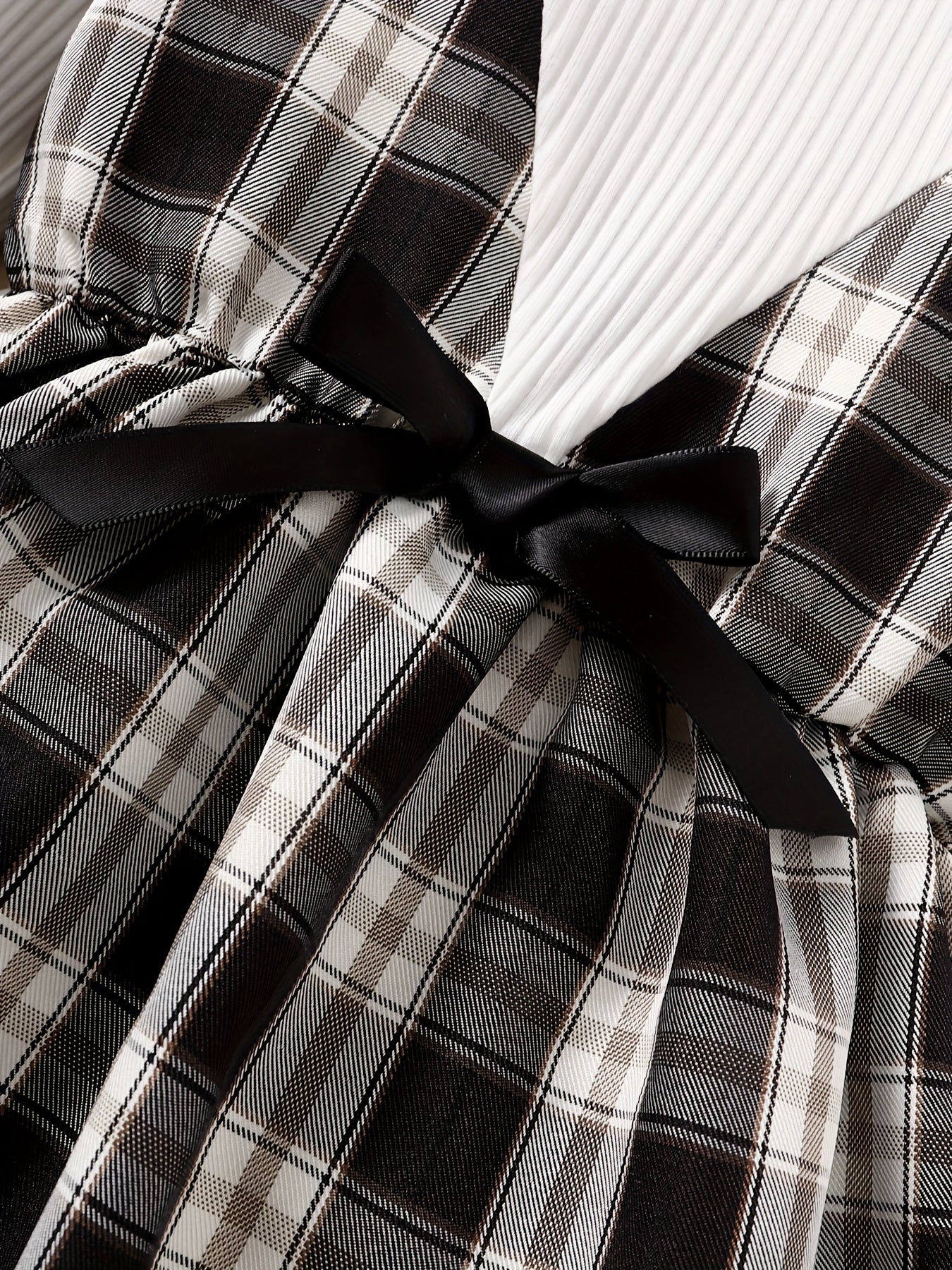 Toddler Girls Plaid Casual Dress Set with Bow