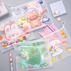 Large Capacity Cartoon Animal Zipper File Bags Set