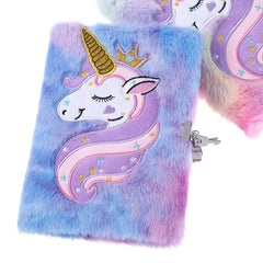 Unicorn Plush Diary Magical Journal Notebook Lock