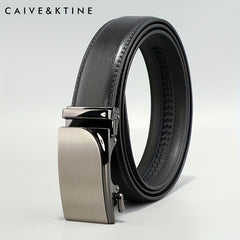 Caivektine Men's Cowhide Belt Business Pants Zinc Alloy Casual Automatic Buckle