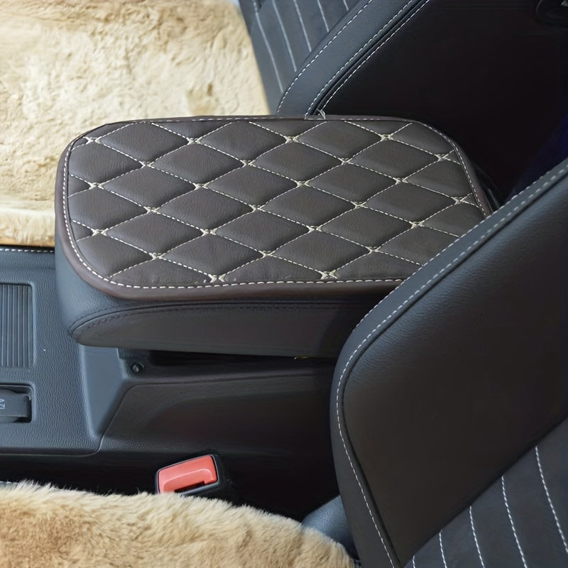 Car Leather Armrest Mat - Armrests Storage Box Mats, Waterproof Cushion Cover