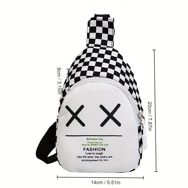 Plaid Kids Crossbody Bag Coin Purse Letter Chest Bag