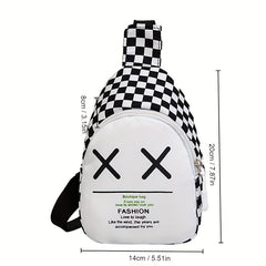 Plaid Kids Crossbody Bag Coin Purse Letter Chest Bag