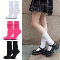 Ribbed Calf Socks Knee High Stockings Women's Hosiery