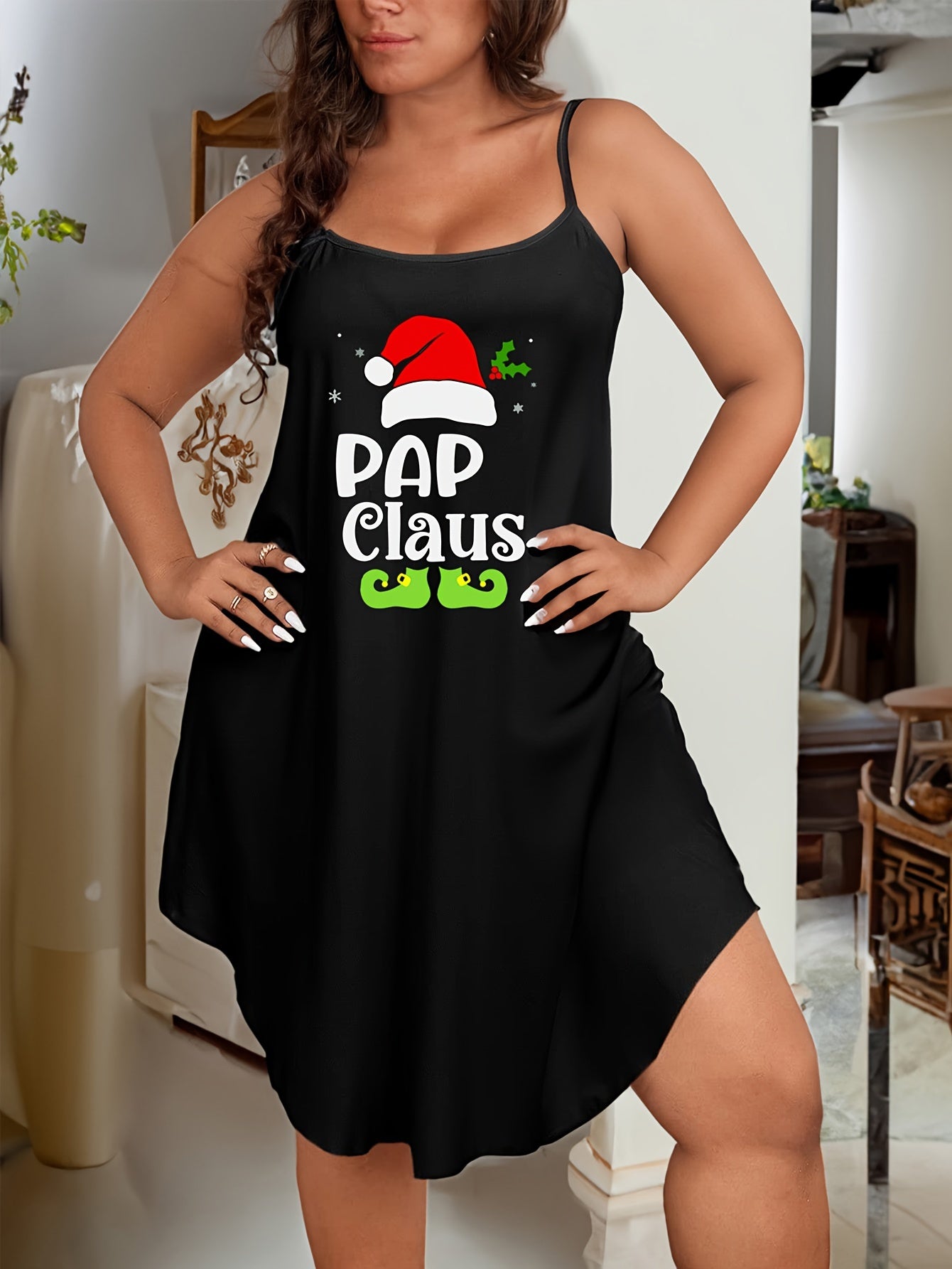Christmas Nightdress with Christmas Hat Print