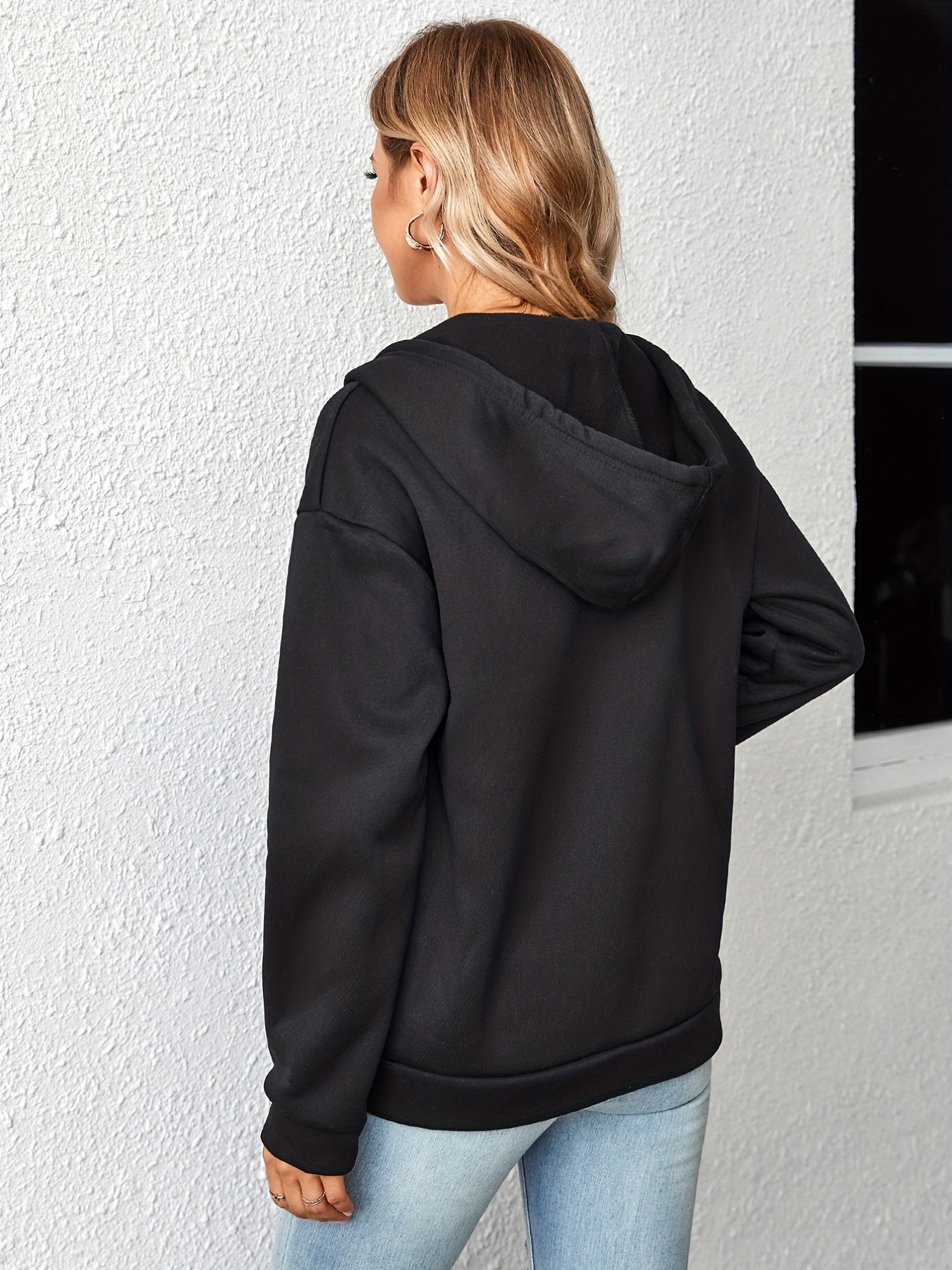 Zip Up Hoodie Kangaroo Pocket Long Sleeve