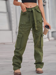 Baggy Cargo Pants Loose Fit Non Stretch With Belt Jeans
