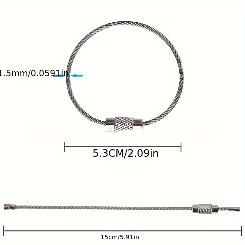20pcs Stainless Steel Wire Keychain for Camping and Luggage