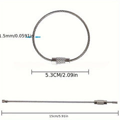 20pcs Stainless Steel Wire Keychain for Camping and Luggage