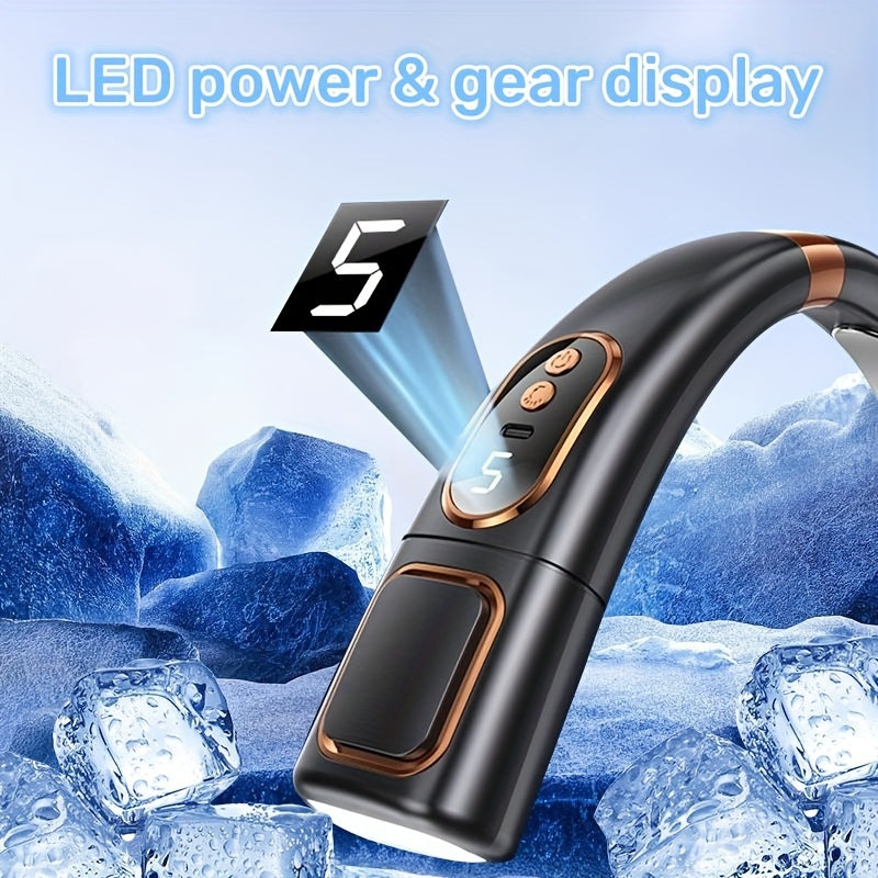 2PCS Portable Neck Fan Ice Porcelain Sheet Cooling Fast Charging 5 Wind Speeds