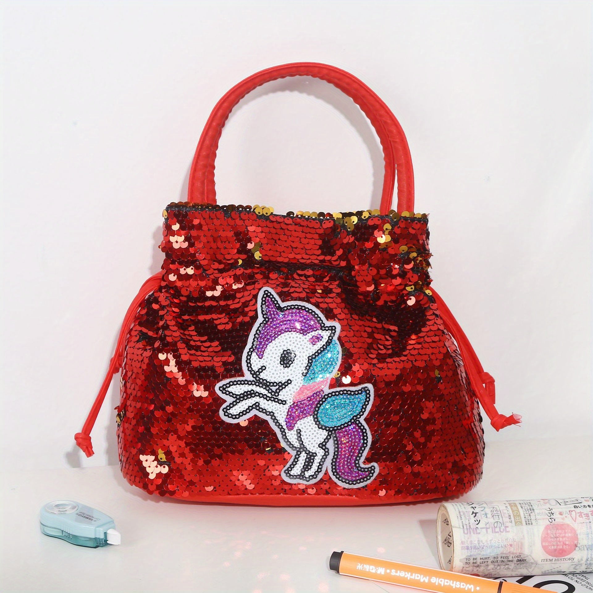 Sequin Unicorn Doll Handbag Coin Purse for Girls
