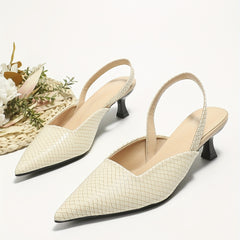 Women's Snakeskin Pattern Kitten Heel Slingback Sandals