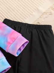 Girl's Unicorn Tie Dye 2pcs Hoodie & Pants Set for Spring Fall