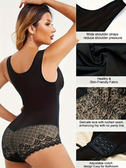 Lace Stitching Bodysuit Tummy Control Butt Lifting Body Shaper